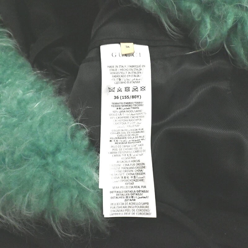 Cappotto Gucci bordo a contrasto 36 15580A 759596 lana nero Dh85350 inserzione disponibile