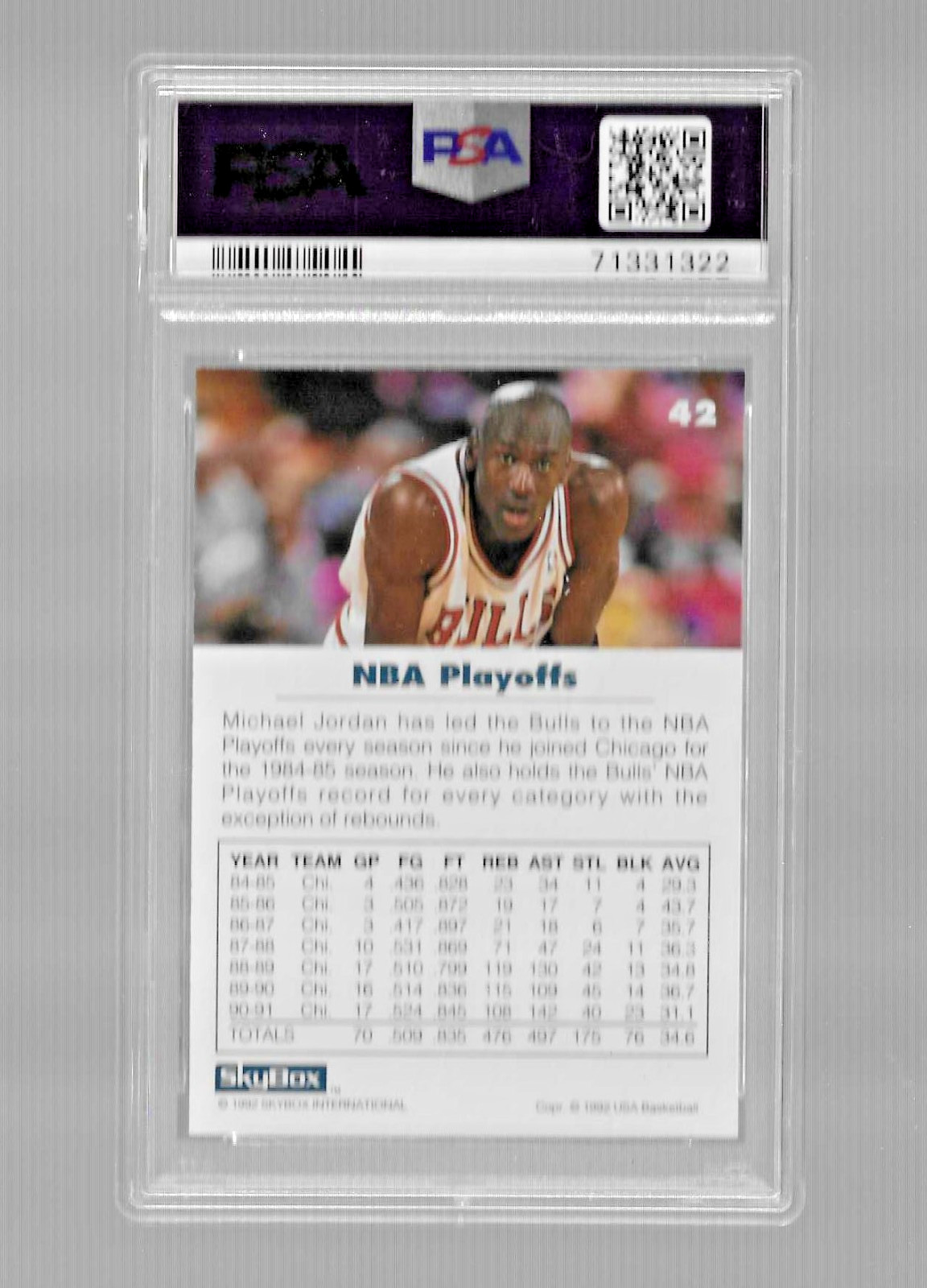 1992 SKYBOX USA BASKETBALL CARD #42 HOF MICHAEL JORDAN PSA 9 MINT CHICAGO BULLS view 4