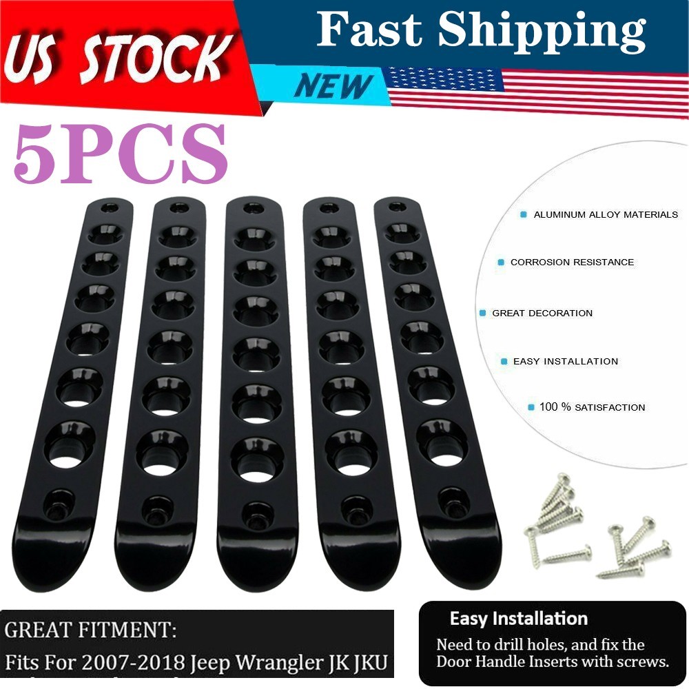 5x Black Door Grab Handle Inserts Cover Decoration Trim Fit 4-Door Jeep Wrangler thumbnail 12