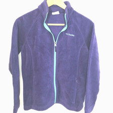 Columbia Girls Youth Size XL 18/20 Purple  Green Full Zip Up Fleece Jacket