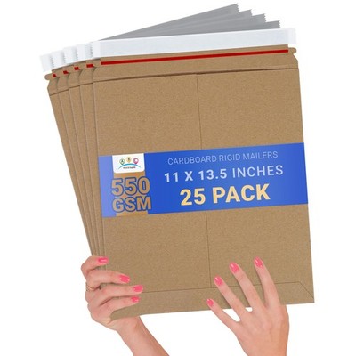 ABC PACK & SUPPLY Rigid Mailers 11 x 13.5 Inch, 11'' x 13.5'' / 25 Pack, Brown 