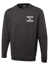 Image of Personalised Printed Two Tone Crew Neck Sweatshirt Custom Text Logo Unisex Gym