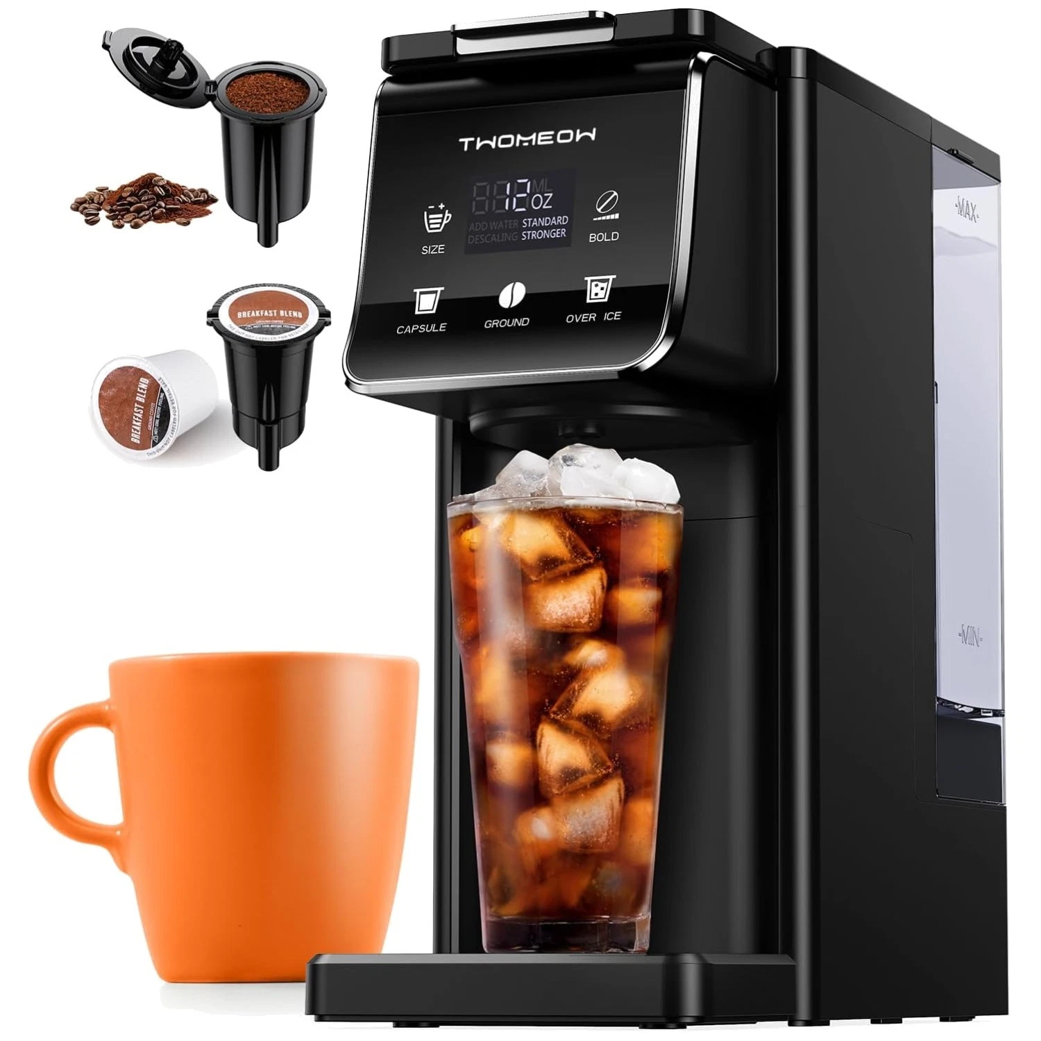 K Cup Coffee Maker, 52oz Water Tank, Brew Size 6-14oz, Black