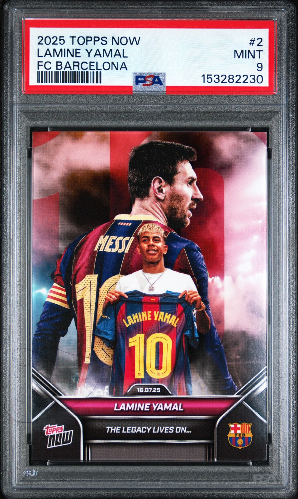 2025-2026 TOPPS NOW FC BARCELONA #2 LAMINE YAMAL PSA 9