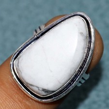 925 Silver Plated Howlite Ring US 7 Layering Friendly Design Most Beautiful GW