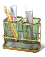 Green Toothbrush Holders For Bathrooms 2 Cups Toothbrush Holders Wall Mounted Dr