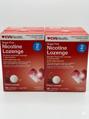 2 Sugar Free Nicotine Lozenge 2mg 108 x2 =216 Lozenges Cherry Exp April  2026