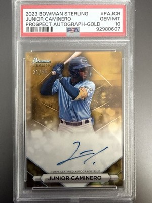 2023 Bowman Sterling - Prospect Auto Junior Caminero #PA-JCR Gold /50 PSA 10