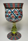 Vintage Mackenzie Childs Circus Arbor Rose Water Goblet Glass 1993