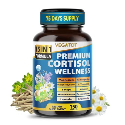 VEGATOT Organic Cortisol Wellness Complex 15-in-1 150 Count (Pack of 1) 
