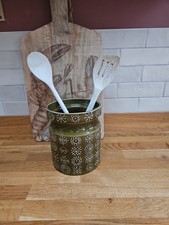 Vintage 1960s Portmerion Totem Olive Green Utensil Holder Storage Jar