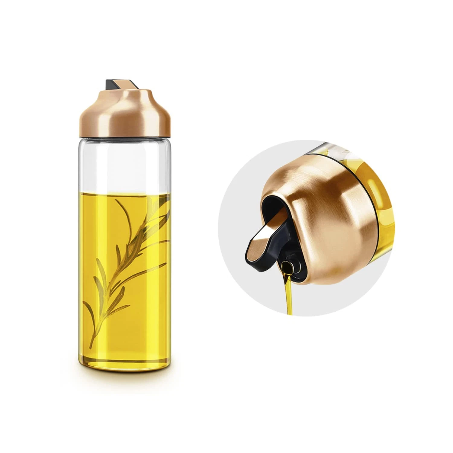 Aelga Copper Kitchen Accessories - Glass Oil Dispenser - 14 Ounces, Rose Gold