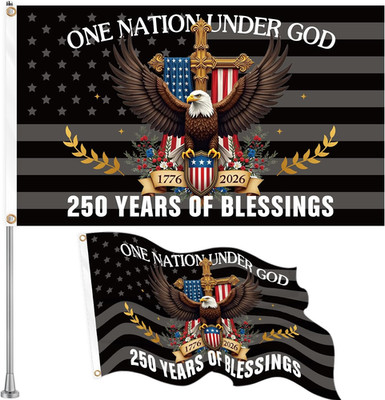 God Bless America Flag 3X5 Ft, 3-Ply Double Sided One Nation under God 250 Years