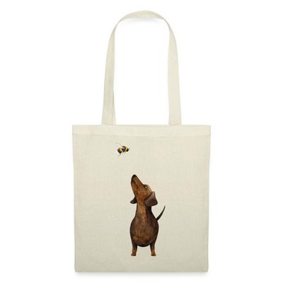 Dackel mit Hummel Süßestes Dackel Geschenk Stoffbeutel, One size, Natur