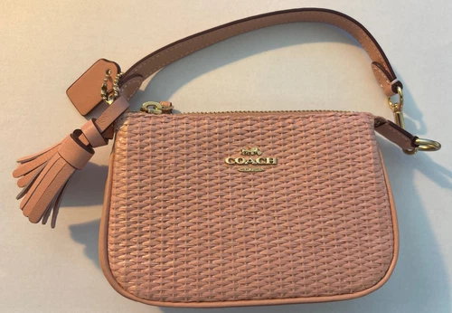 Coach Ch215 Nolita 15 in paglia oro rosa conchiglia multi nuovo con etichette