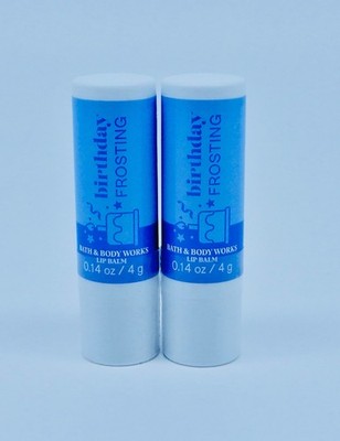 2 BATH & BODY WORKS BIRTHDAY FROSTING LIP BALM .14 oz SEALED NEW