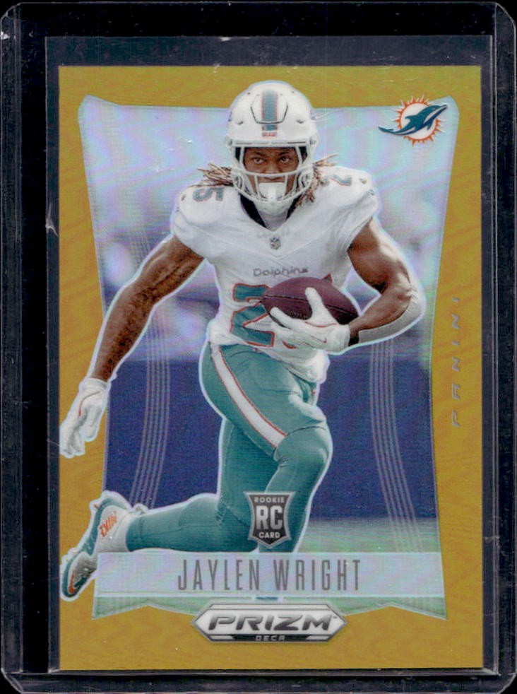 2024 Prizm Deca Jaylen Wright RC Gold Rookie #7/10 Dolphins