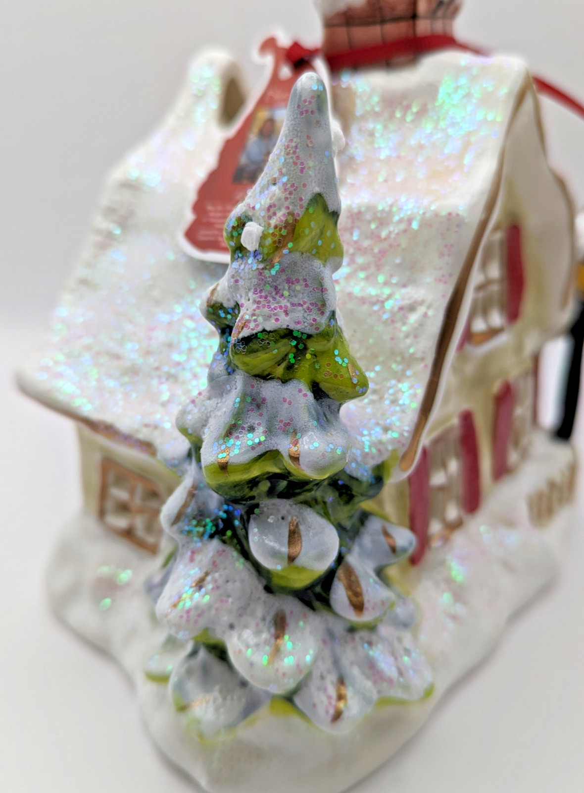 NEW Blue Sky Clayworks Christmas SNOWY COTTAGE Tea Light Candle House NWT