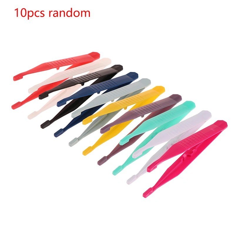 10PCS Plastic Tweezers Craft Repair Multi Purpose Tool Clips Kids Use