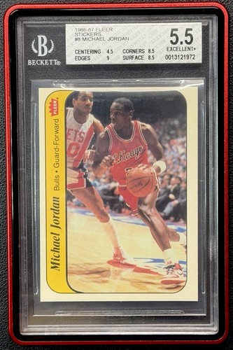 1986 Fleer Stickers RC Michael Jordan BGS 5.5 - 9 EDGES 8.5 CORNERS 8.5 SURFACE