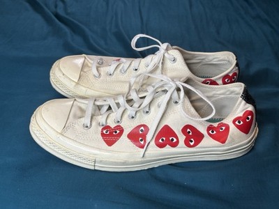 Converse Chuck Taylor Comme Des Garcons Shoes Mens 11 White Red Sneakers