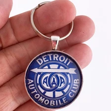 Vintage Detroit Automobile Club Emblem Logo Badge Decal 1.2" Diameter Keychain