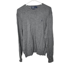 Men's Polo by Ralph Lauren Gray 100 Cotton Crewneck Sweater Size Medium