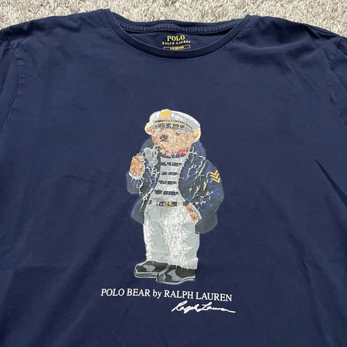 Polo Bear By Ralph Lauren Blue T-Shirt Size Men’s Large Sailor Captain Teddy - Picture 1 of 5