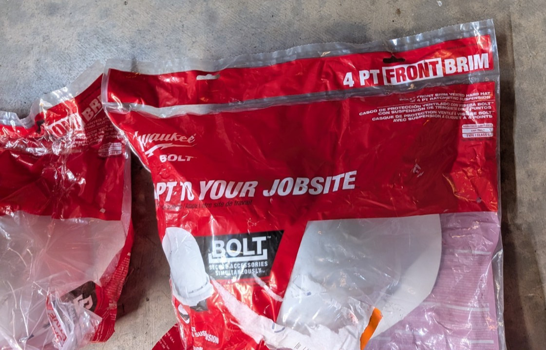 Milwaukee White Front Brim Vented Hard Hats- LOT OF 4 Hard Hats