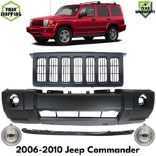Frotn Bumper Cover Primed Plastic & Fog Lights Kit For 2006-2010 Jeep Commander