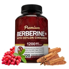 Nutriflair Premium Berberine HCL 1200mg 120 Capsules Organic Ceylon Cinnamon