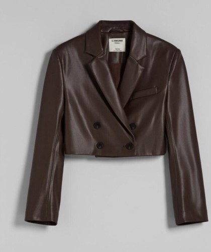 Corti di C. tangana x Bershka in finta pelle marrone Blazer Giacca Taglia L  Nuova con etichetta | eBay