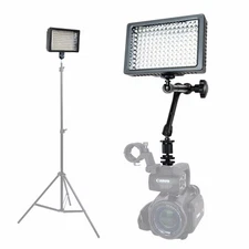 Dimmable 160 LED Panel Camera Camcorder Video Light+11" Magic Arm/3 Filters/Case