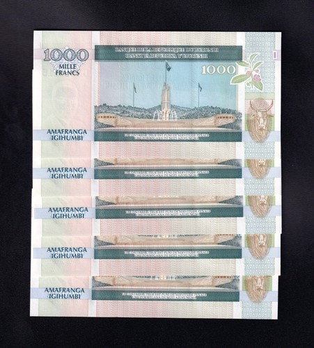 F.C. BURUNDI , LOTE 5 UNIDADES DE 1000 FRANCOS 2009 , S/C ( UNC ) , P.46a . - Imagen 2 de 2