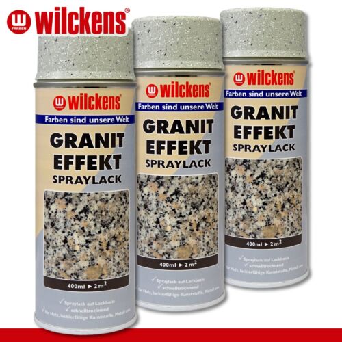 Wilckens 3 x 400 ml Granit-Effekt Spraylack Effektlack Hellgrau Granit Look - Bild 1 von 1