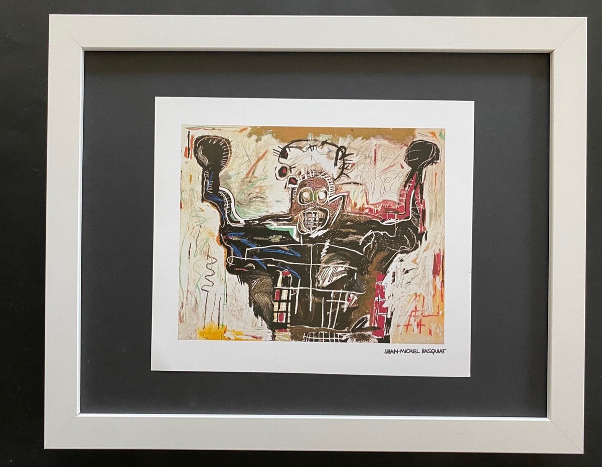 Tableau Signé Basquiat - Impression Vintage Années 80, Encadrée, Prête à Accrocher !
