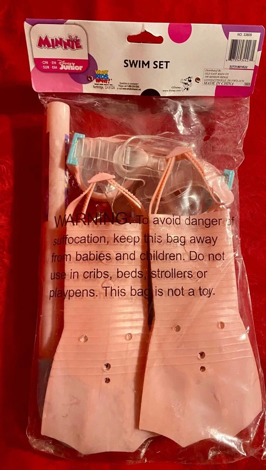 Disney Junior Minnie Mouse 3 Pc Swim Set Includes Snorkel Mask Flippers New - Image 3 of 4