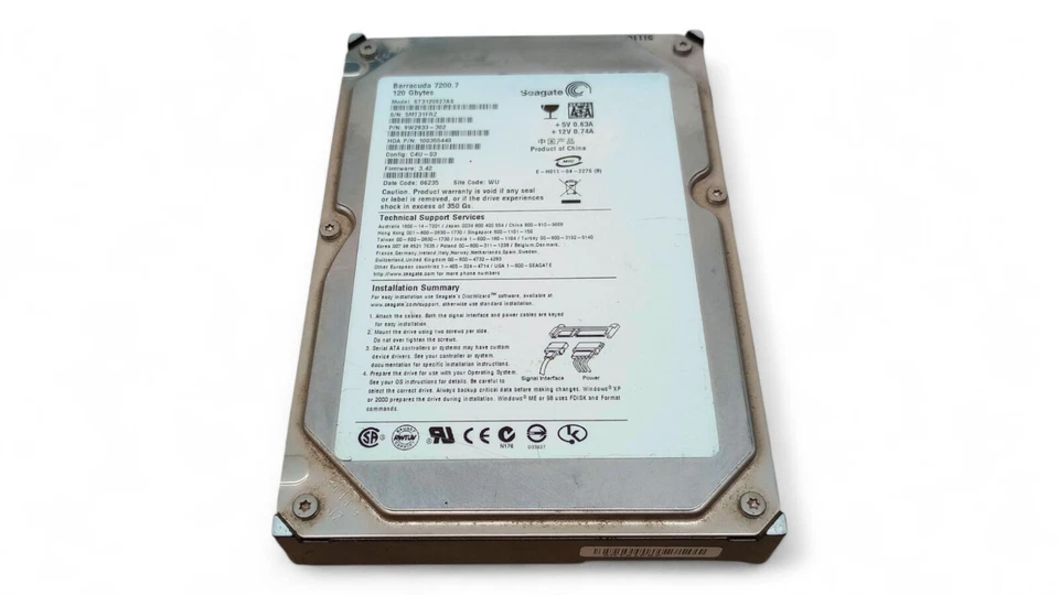 3.5" 120GB SATA Hard Drive - SEAGATE ST3120827AS Barracuda 9W2933-302 - Image 2 of 4