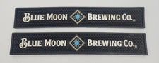 Lot of 2 Blue Moon Brewing Company Bar Rail Spill Runner Drip Mat 20.5”x 3.5”
