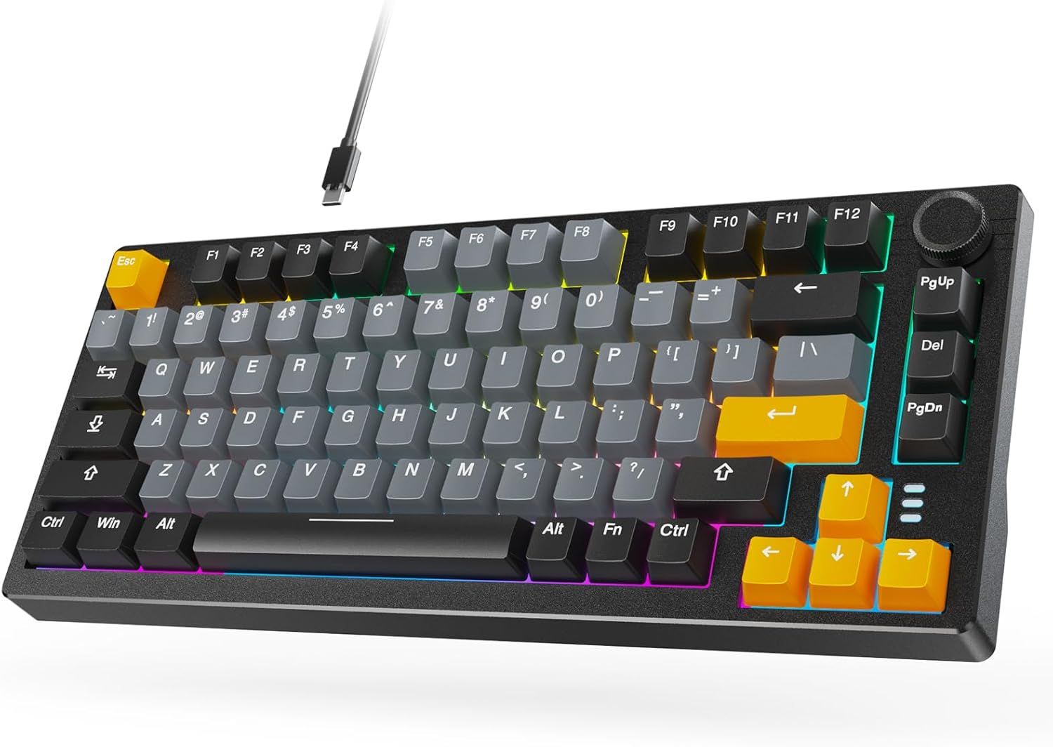 ARZOPA 75% Mechanical Gaming Keyboard Wired, Rainbow Backlit 81 Keys Gasket Moun