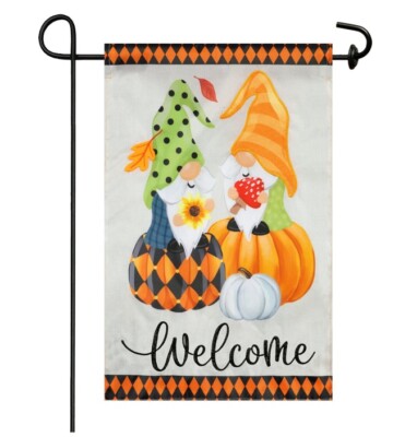 Meadow Creek Embroidered Yard Flag Welcome Gnome Embroidery 12x18''.New