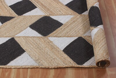 #ad Hand Braided Black Rug 5x8 6x9 Natural Jute Area Rug Kitchen Runner Décor Carpet $90.00