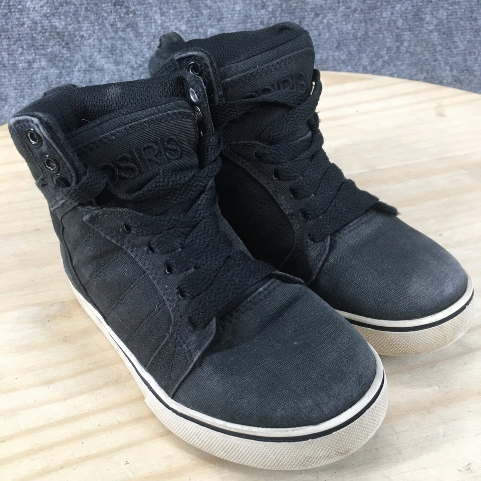Osiris Zapatos Juveniles 12 Zapatillas Deportivas Plataforma Alta Tela Negra Con Cordones Foto 3 de 4