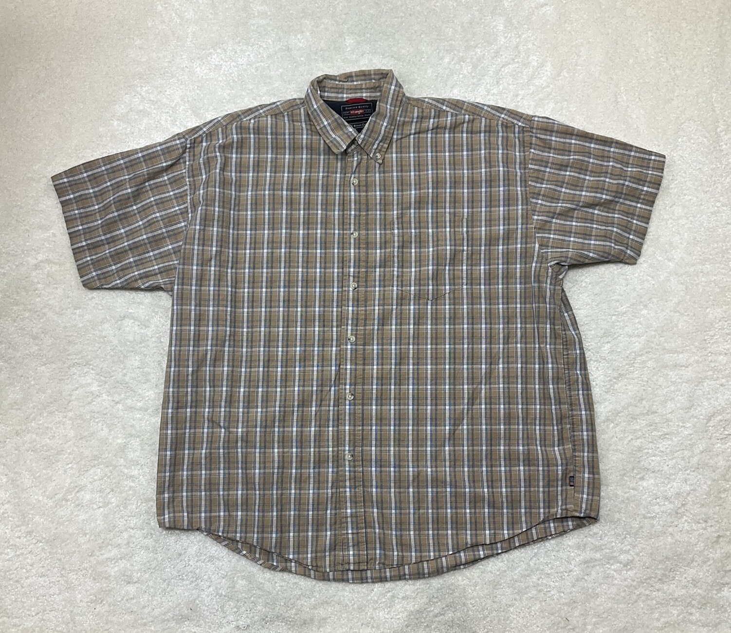 Wrangler Cool River Cotton Mens Size 2XL Short Sleeve Button Up Plaid Shirt