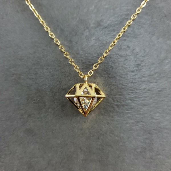 Alternate view of Geometric Cone Gold Plated Necklace Fashion Trendy Karma Good Luck Polygon