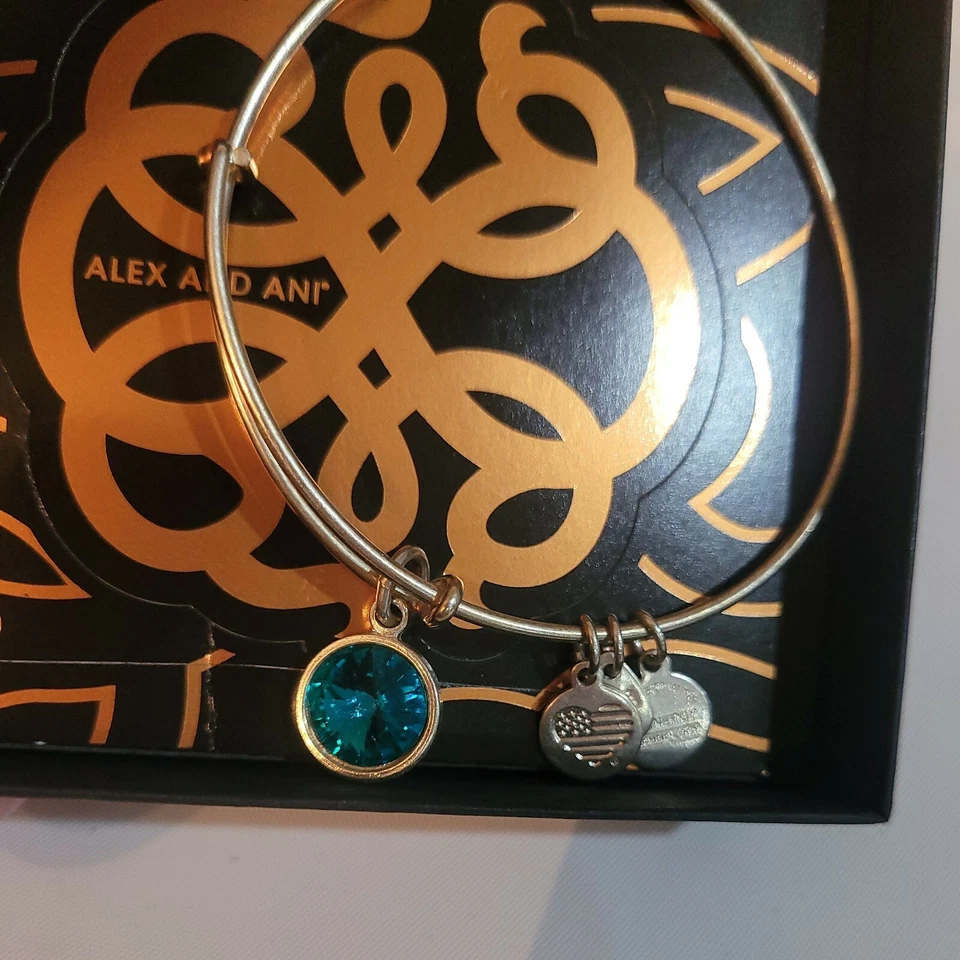 Pulsera ALEX y ANI Rafaeliana Plata Swarovski Circón Azul con Dijes  Foto 2 de 4