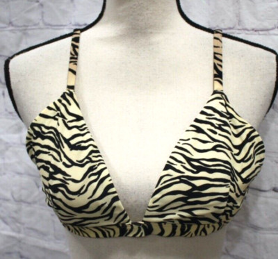 Hollister Swim Women's Zebra Striped Triangle Bikini Top Removable