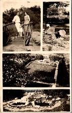 RPPC Multiple Views of Couple in Garden possibly in Seneca, Kansas