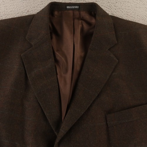 VTG Tweed Jacket XL Brown Check 100% Wool Cashmere Twill Blazer Sport Coat 46R - Picture 2 of 16