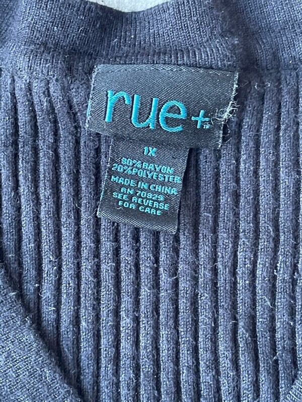 Rue Womens Blouse Black Long Sleeve V Neck Drawstring Plus 1X eBay